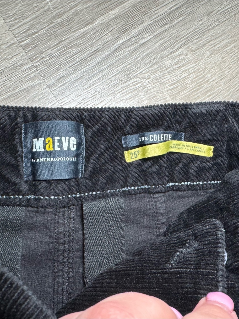 Anthropologie Maeve The Colette Corduroy Cropped Wide Leg Pants Black 25P - Picture 4 of 5